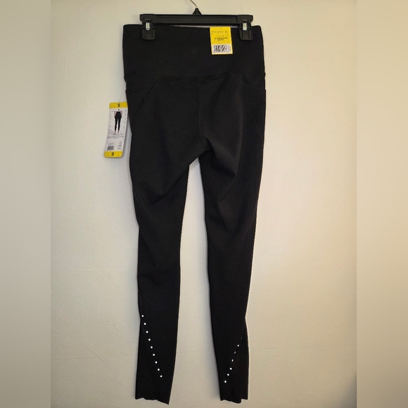 Danskin Womens High Rise Brushed Leggings Black Salt Sz S NEW Reflector Athletic - Picture 3 of 9